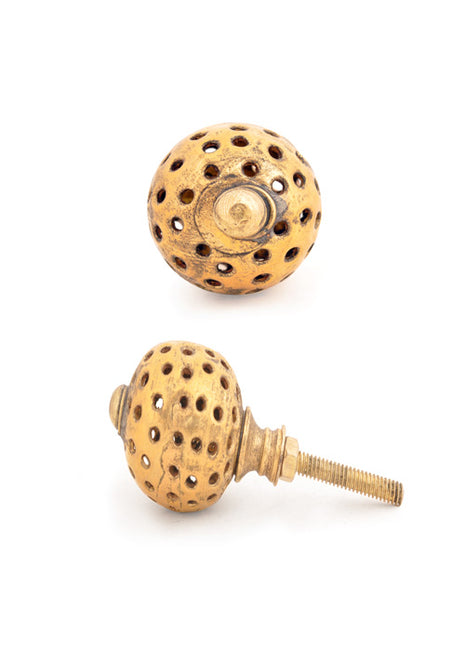 Round Metal Knob With Antique Brass Look