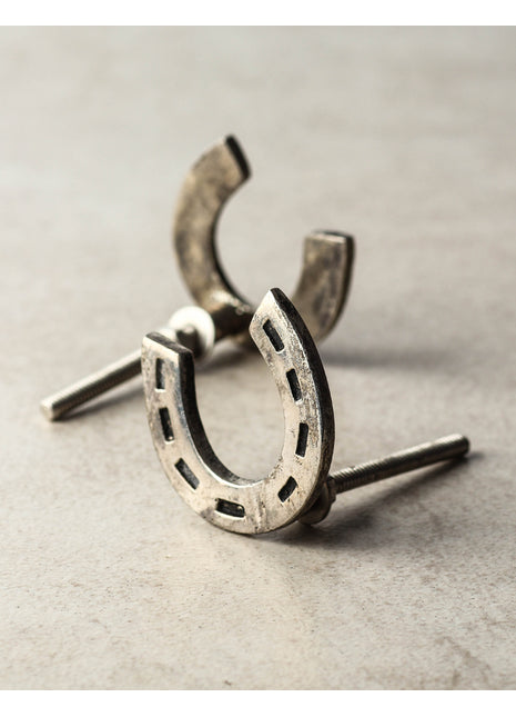 horseshoe Design Knob With Antique Silver Look