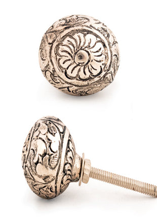 Round Matel Knob With Antique Silver Look