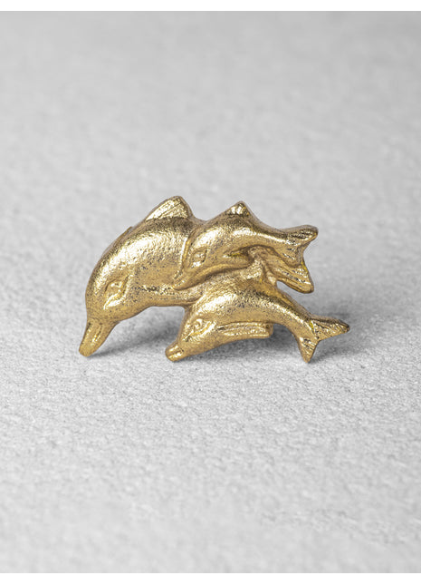 Dolphin Fish Shape Brass Metallic Knob