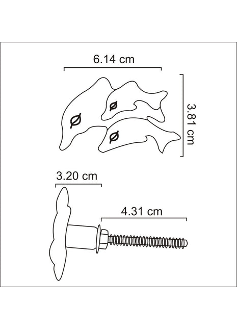 Dolphin Fish Shape Brass Metallic Knob