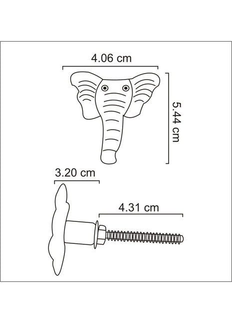 Elephant Shape Antique Brass Metallic Knob