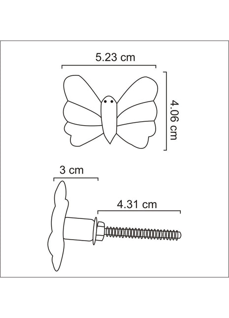 Butterfly Shape Silver Metallic Knob