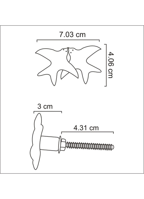 Flying Swallow Bird Shape Brass Metallic Knob