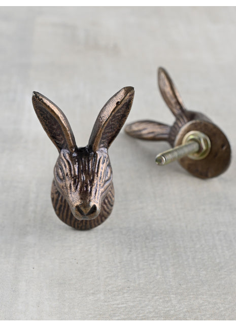 Unique Metallic Antique Brass Deer Head Knob