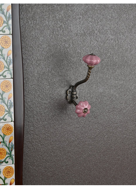 Ethnic Ceramic Metal Wall Hook With Ceramic Knob