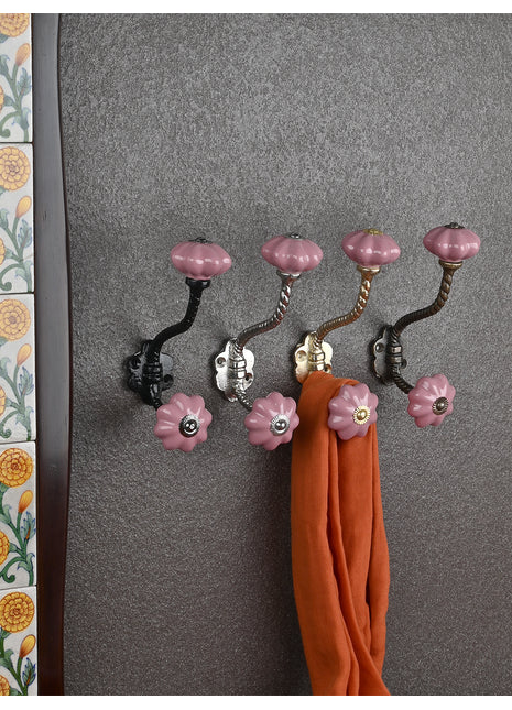 Ethnic Ceramic Metal Wall Hook With Ceramic Knob