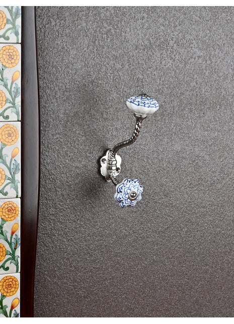 Antique Ceramic Metal Wall Hanger With Ceramic Knob