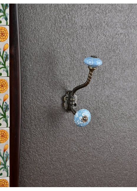 Ethnic Ceramic Metal Wall Hanger With Ceramic Knob