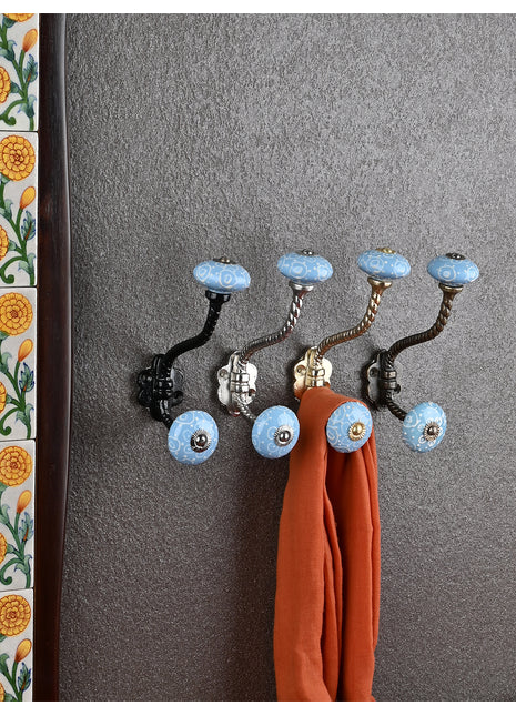 Ethnic Ceramic Metal Wall Hanger With Ceramic Knob