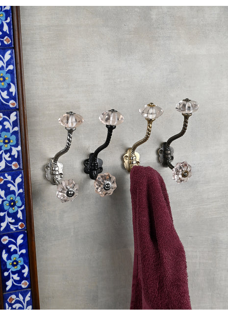 Beautiful Metal Wall Hanger With Light Pink Glass Knob