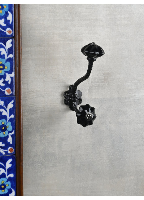 Decorative Metal Wall Hanger With Black Glass Knob