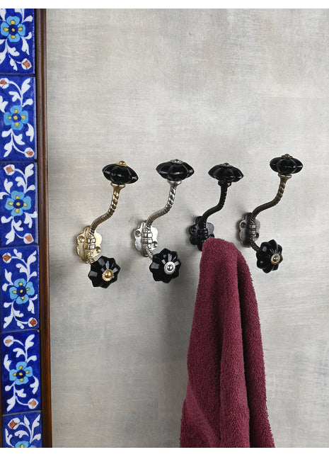 Decorative Metal Wall Hanger With Black Glass Knob