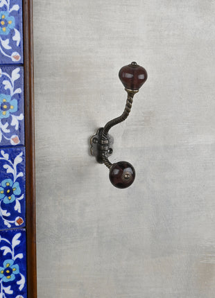 Beautiful Metal Wall Hanger With Solid Purple Glass Knob