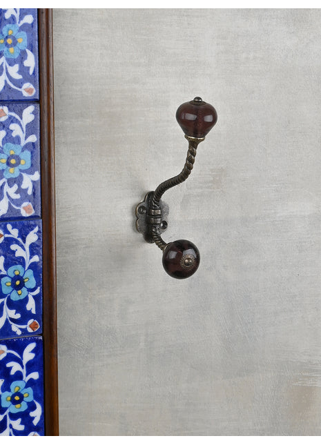 Beautiful Metal Wall Hanger With Solid Purple Glass Knob