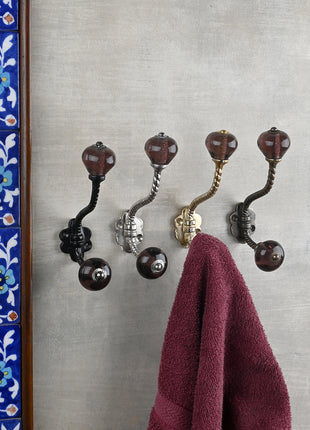 Beautiful Metal Wall Hanger With Solid Purple Glass Knob