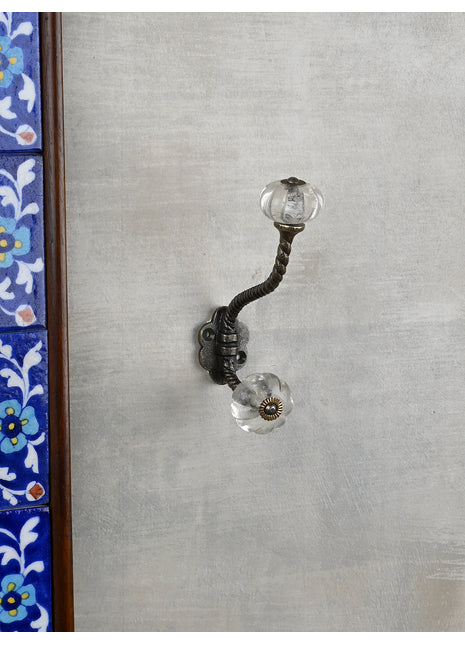 Decorative Metal Wall Hanger With White Glass Knob