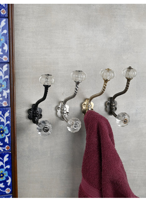 Decorative Metal Wall Hanger With White Glass Knob