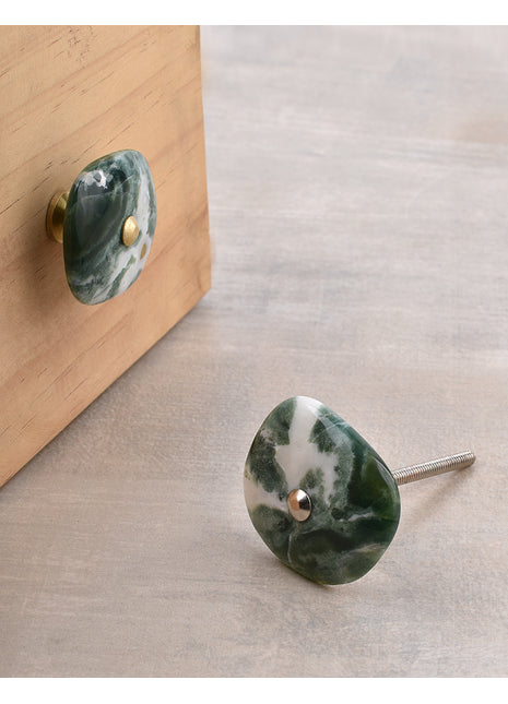 Agate Natural Gemstone Green, White Shade Cabinet Furniture Knobs