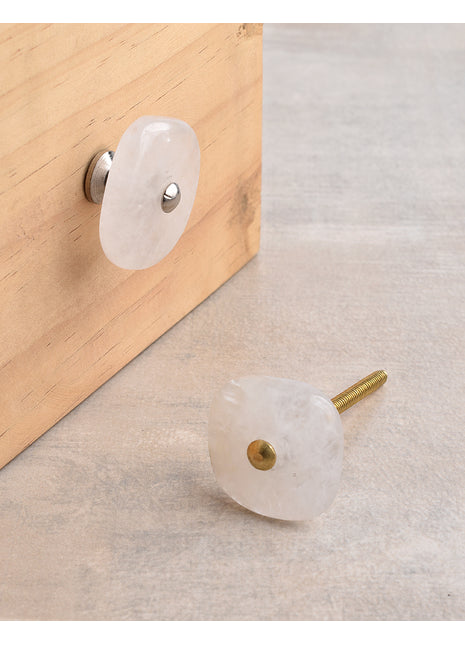 Agate Natural Gemstone White Shade Cabinet Furniture Knobs