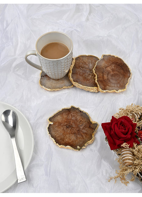 Gold Plated Agate Coaster, Choose Color, Silver Plated Agate Coaster Set of 4 Pieces, Tableware, Rock Coaster, Agate Slice, Glass Coasters