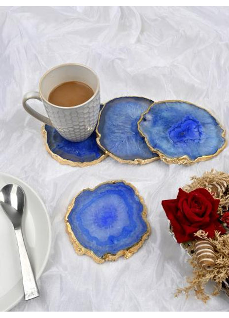 Gold Plated Agate Coaster, Choose Color, Silver Plated Agate Coaster Set of 4 Pieces, Tableware, Rock Coaster, Agate Slice, Glass Coasters