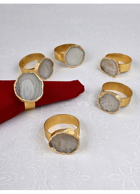 Agate Napkin Rings, Gold Agate Slice Napkin Ring, Wedding Decor, Formal Dining, Natural Warm Agate Tones, Dinner Party Decor, Set of 6 Piece
