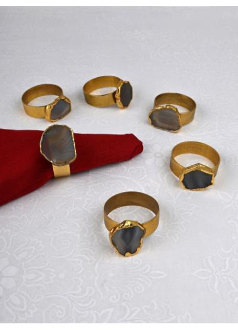 Agate Napkin Rings, Gold Agate Slice Napkin Ring, Wedding Decor, Formal Dining, Natural Warm Agate Tones, Dinner Party Decor, Set of 6 Piece