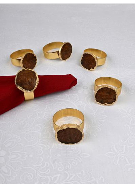 Agate Napkin Rings, Gold Agate Slice Napkin Ring, Wedding Decor, Formal Dining, Natural Warm Agate Tones, Dinner Party Decor, Set of 6 Piece