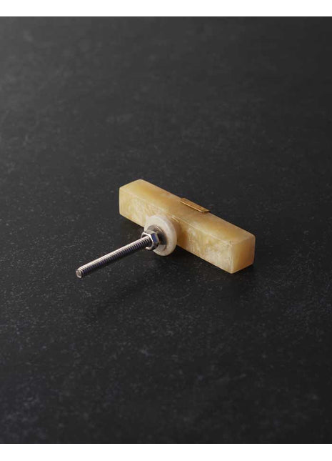 Stylish Rectangular Cream Dresser Cabinet Knob With Brass Metal