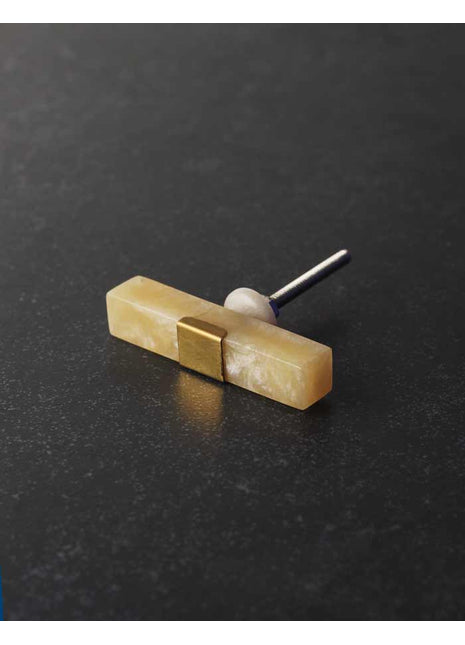 Stylish Rectangular Cream Dresser Cabinet Knob With Brass Metal