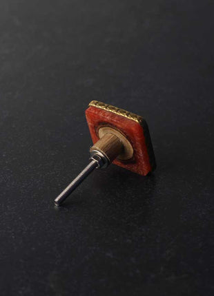 Designer Orange Resin With Brass Border Door Knob