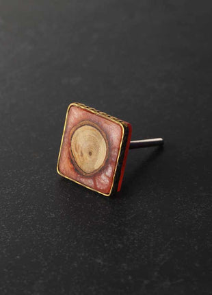 Designer Orange Resin With Brass Border Door Knob