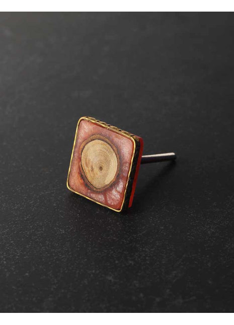 Designer Orange Resin With Brass Border Door Knob