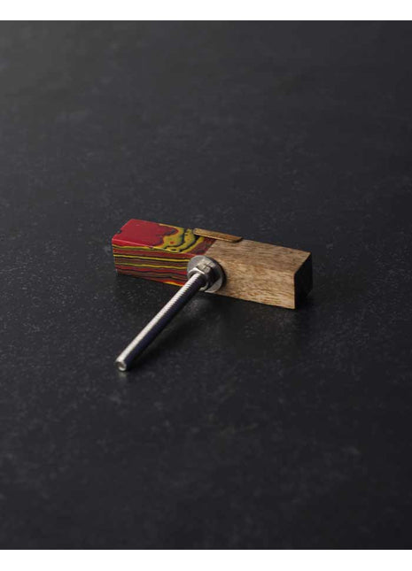 Antique Rectangular Red Stone With Wood And Brass Bathroom Knob