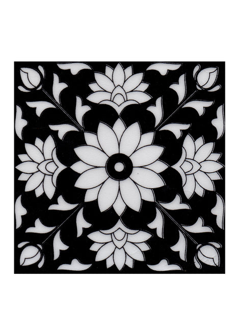 Black and White Screen Printed Wall Tile 6x6 inch