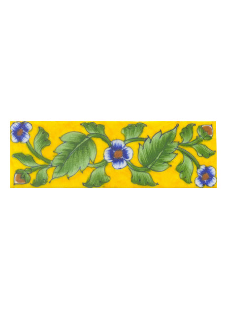 Blue saiding flower and Lime Green leaf with Yellow base Tile