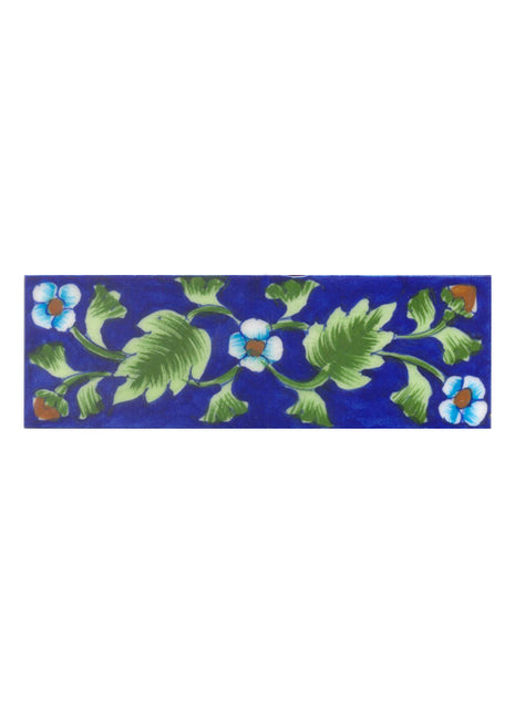 Turquoise saiding flower and Lime Green leaf with Blue base Tile