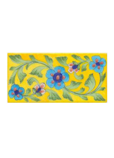 Turquoise Flower and Yellow Tile