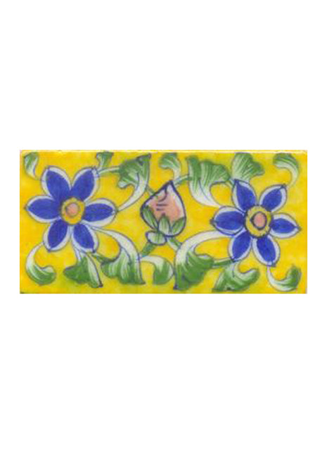 Two blue flower and yellow tile