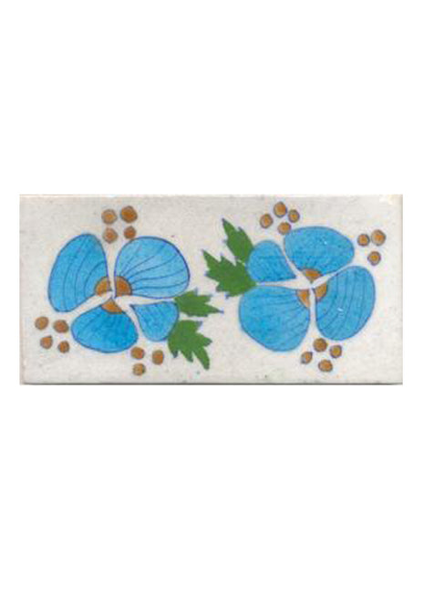 Turqouise flowers and white tile