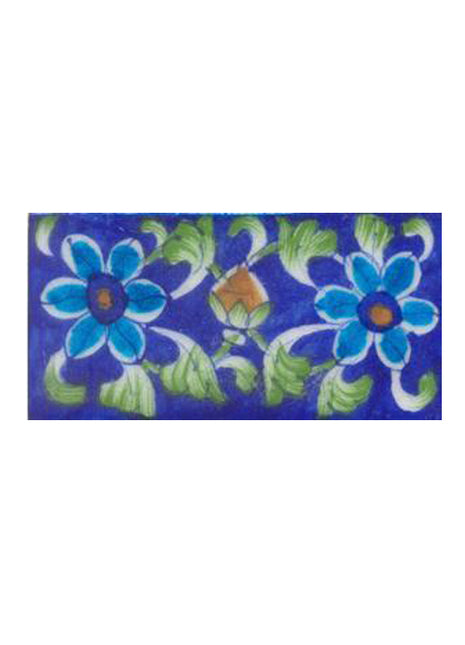 Two turqouise flower with blue タイル