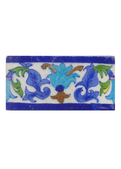 Turqouise and lime blue flower with white tile