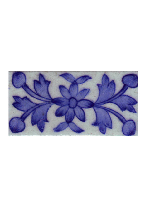 Blue Floral on white Tile (2x4-BPT01)