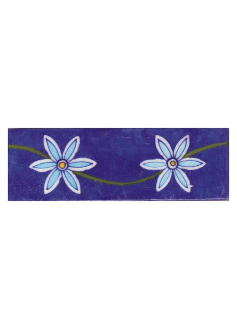 Turquoise and White Flowers and with Blue Base Tile
