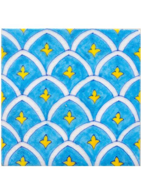 Blue flower and turqouise tile