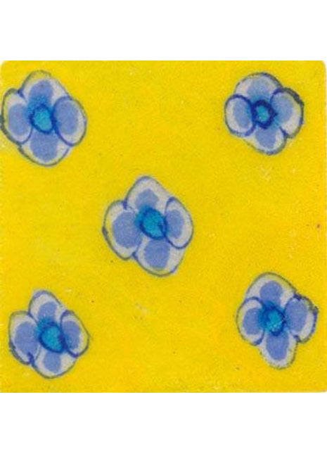Blue flowers on yellow tile