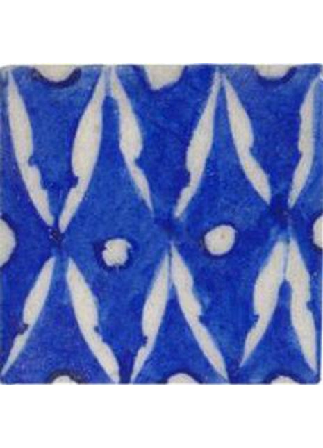 White pattern on blue tile