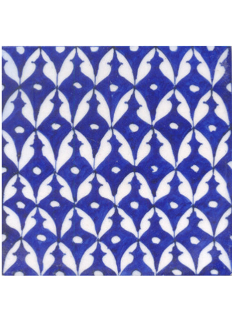 White leaves and bule tile