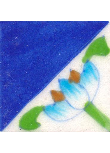 nice flower on half part of blue tile